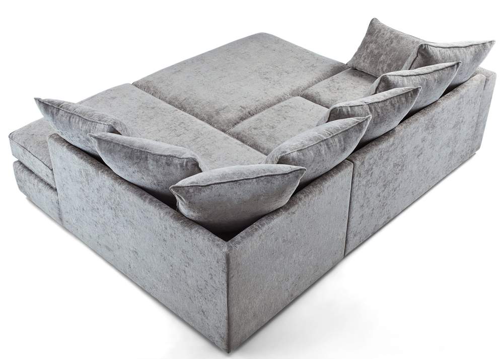 Chiswick Left Hand Facing Corner Sofa with Footstool Silver