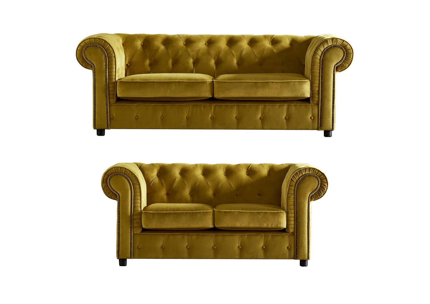 Chesterfield Plush 3+2 Mustard Set