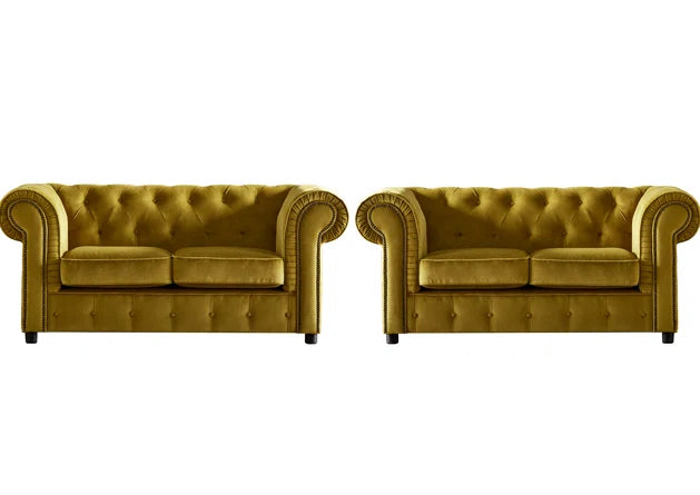 Chesterfield Plush 3+2 Mustard Set