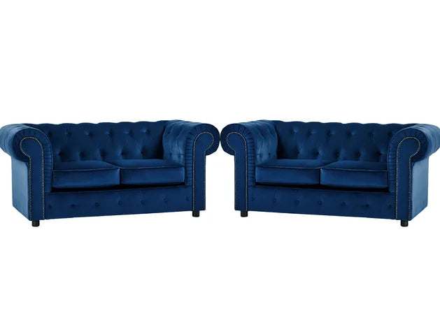 Chesterfield Plush 3+2 Blue Set