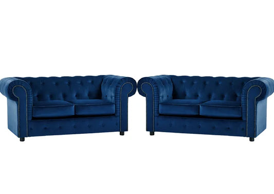 Chesterfield Plush 3+2 Blue Set