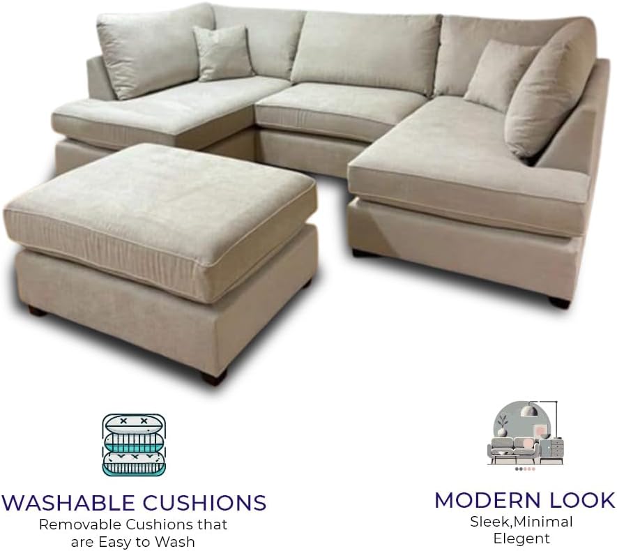 Harper 5 seater Cinema U shaped Chenille Fabric Corner Sofa