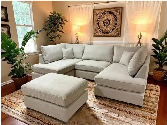 Harper 5 seater Cinema U shaped Chenille Fabric Corner Sofa