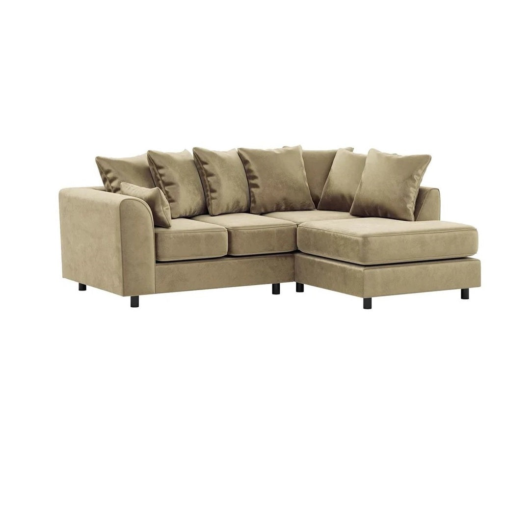 Arizona Plush Velvet Right Hand Facing Corner Sofa Beige