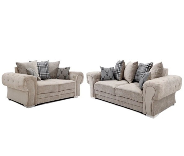 Verona Sofa Set | 3+2 Seater | Grey & Beige