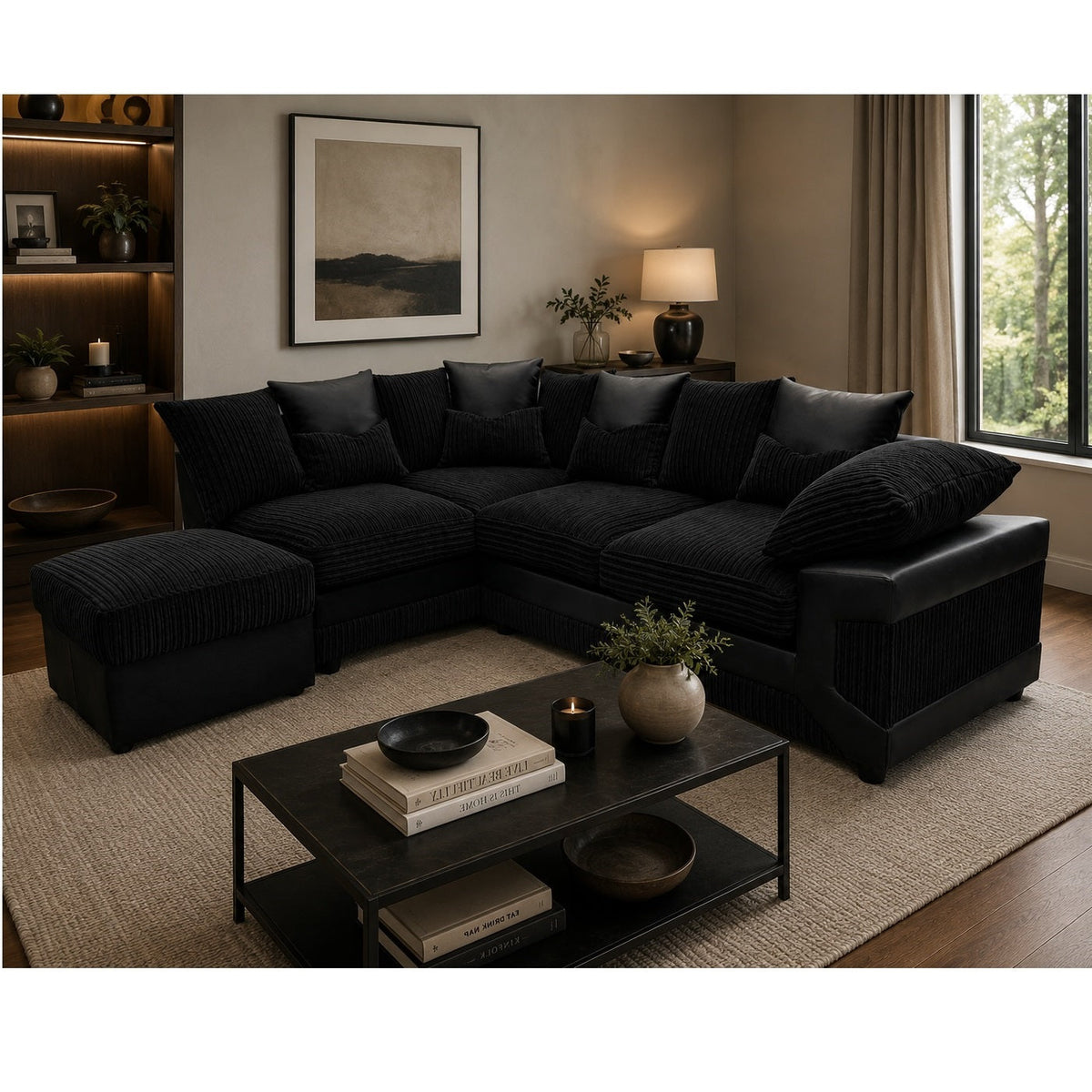 Dino Fabric L Shape Corner Sofa Foam Seating