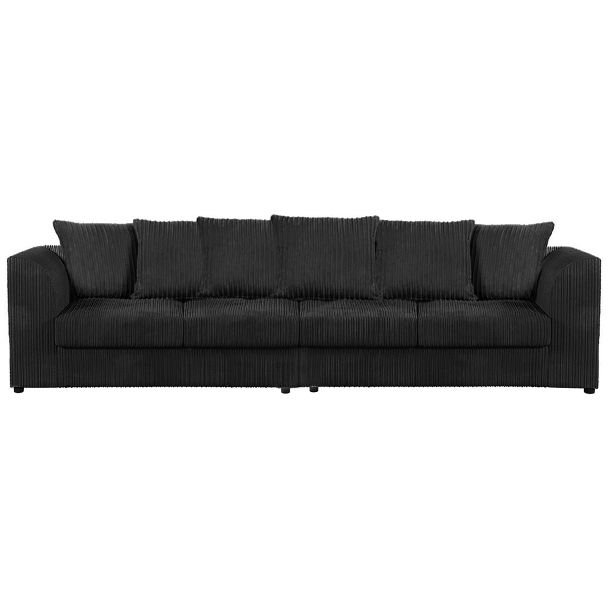 DYLAN 4 Seater Scatter Back Jumbo Cord Fabric Sofa Black