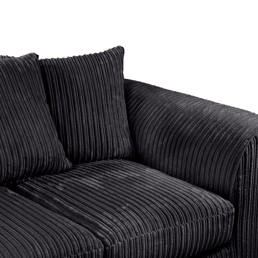 Hannah Jumbo Cord Scatter Back 3+2 Seater Sofa Suite Set Black