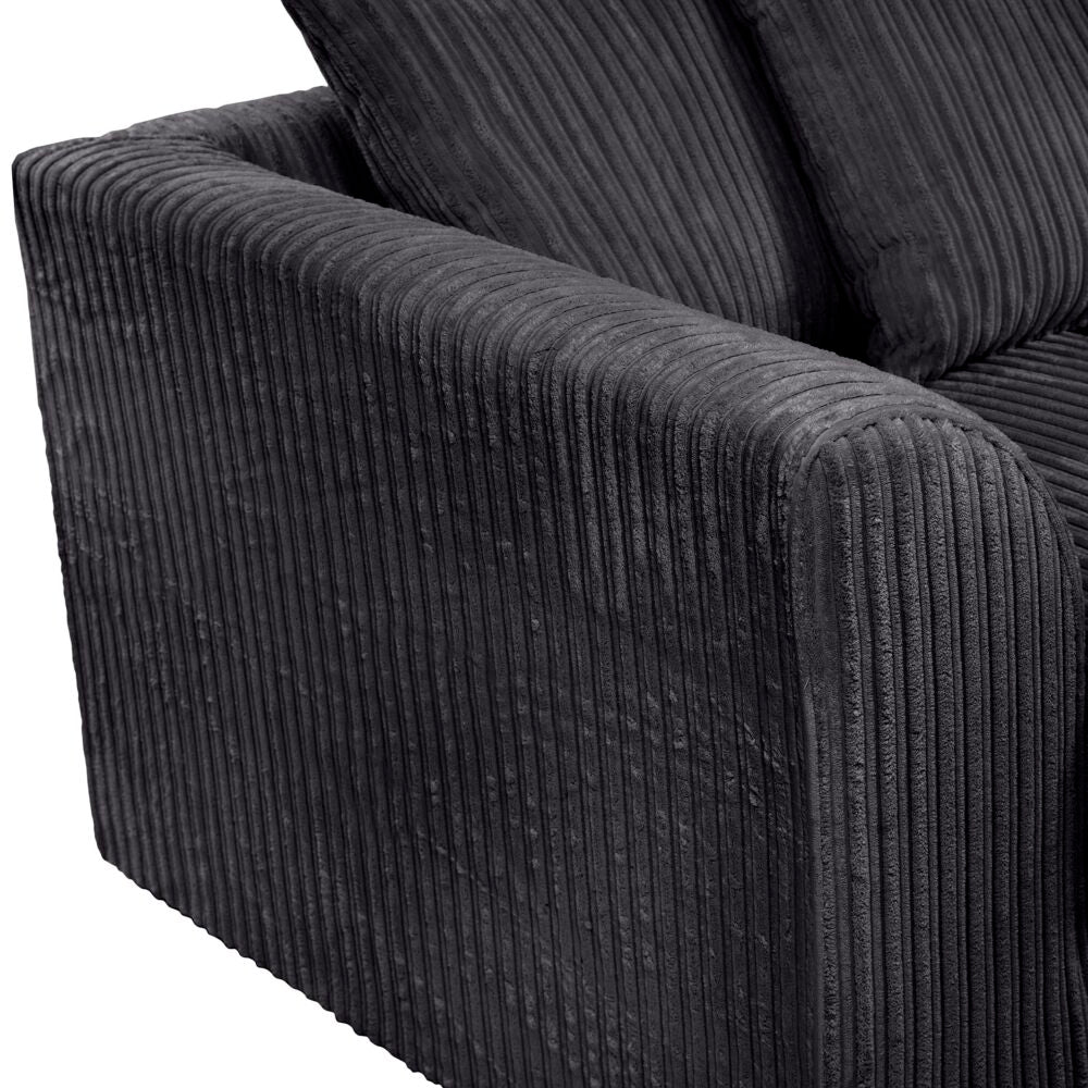 Hannah Jumbo Cord Scatter Back 3+2 Seater Sofa Suite Set Black