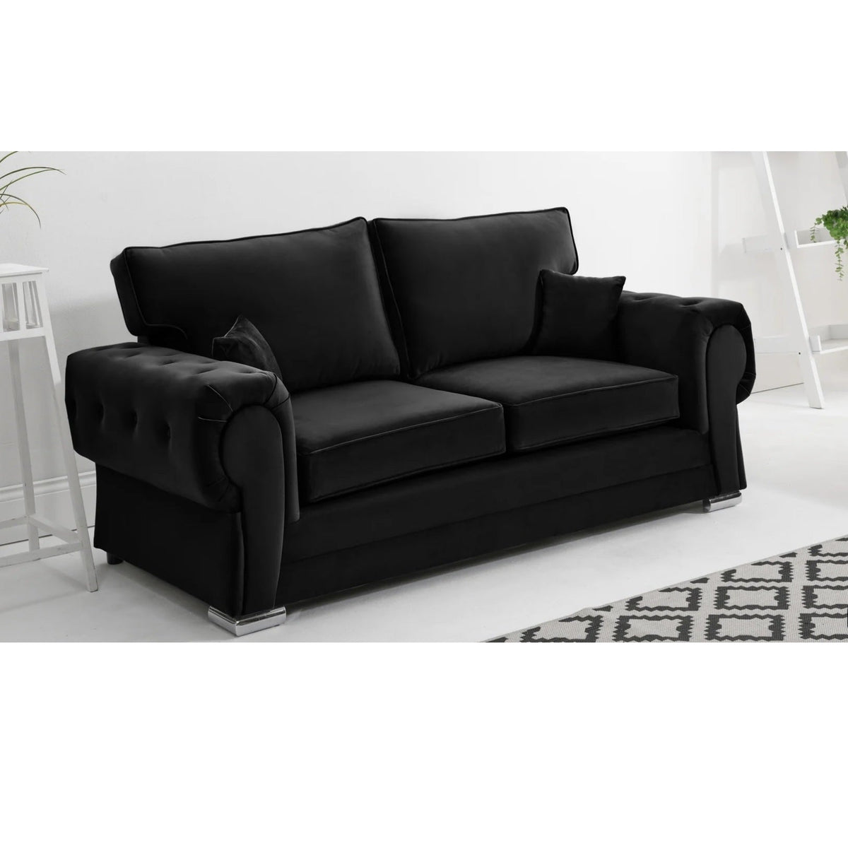Chingford Plush Velvet Full Back 3 Seater Sofa