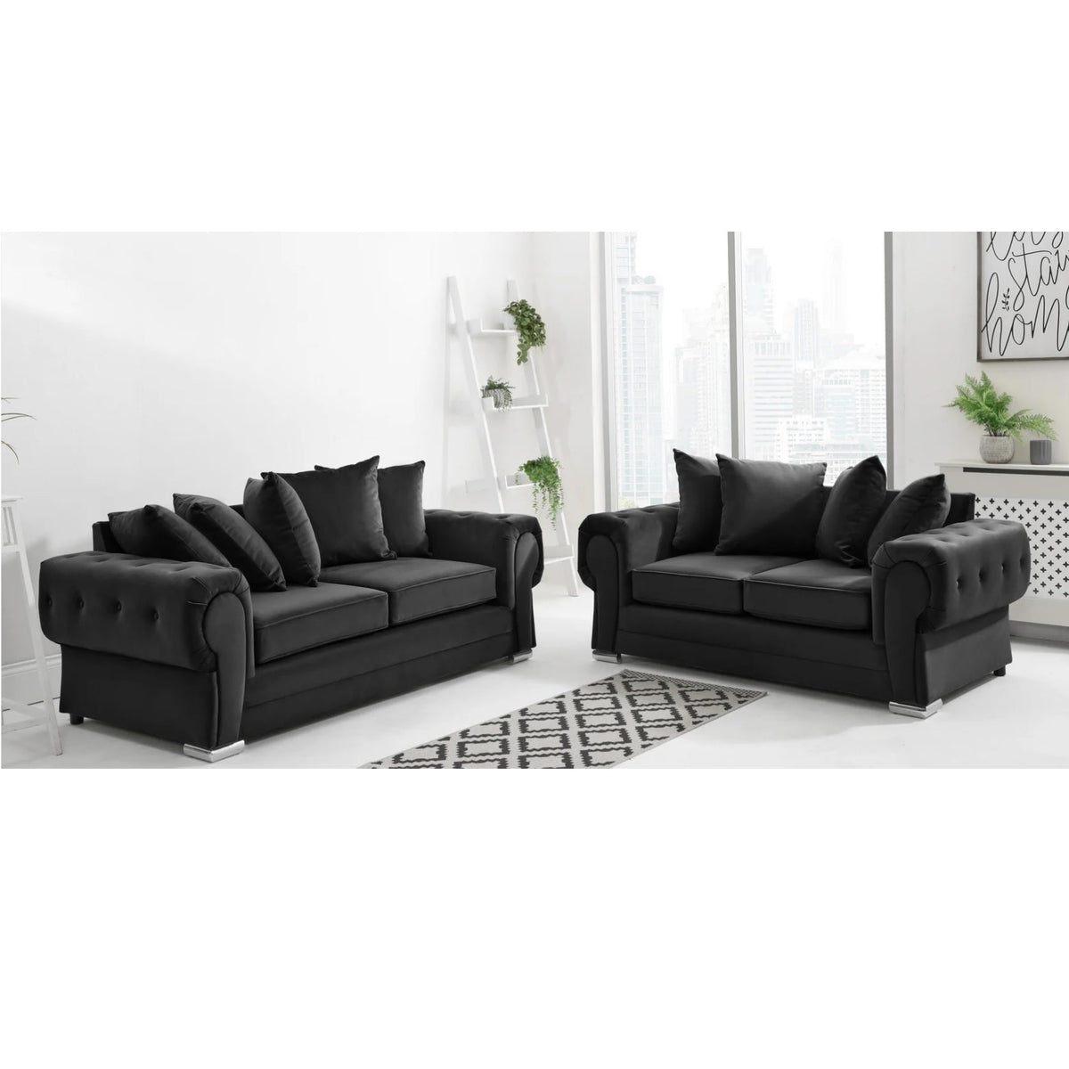 Verona Scatter Back Plush Velvet 3+2 Seater Sofa Set
