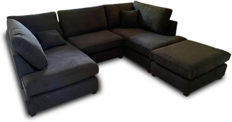 Harper 5 seater Cinema U shaped Chenille Fabric Corner Sofa