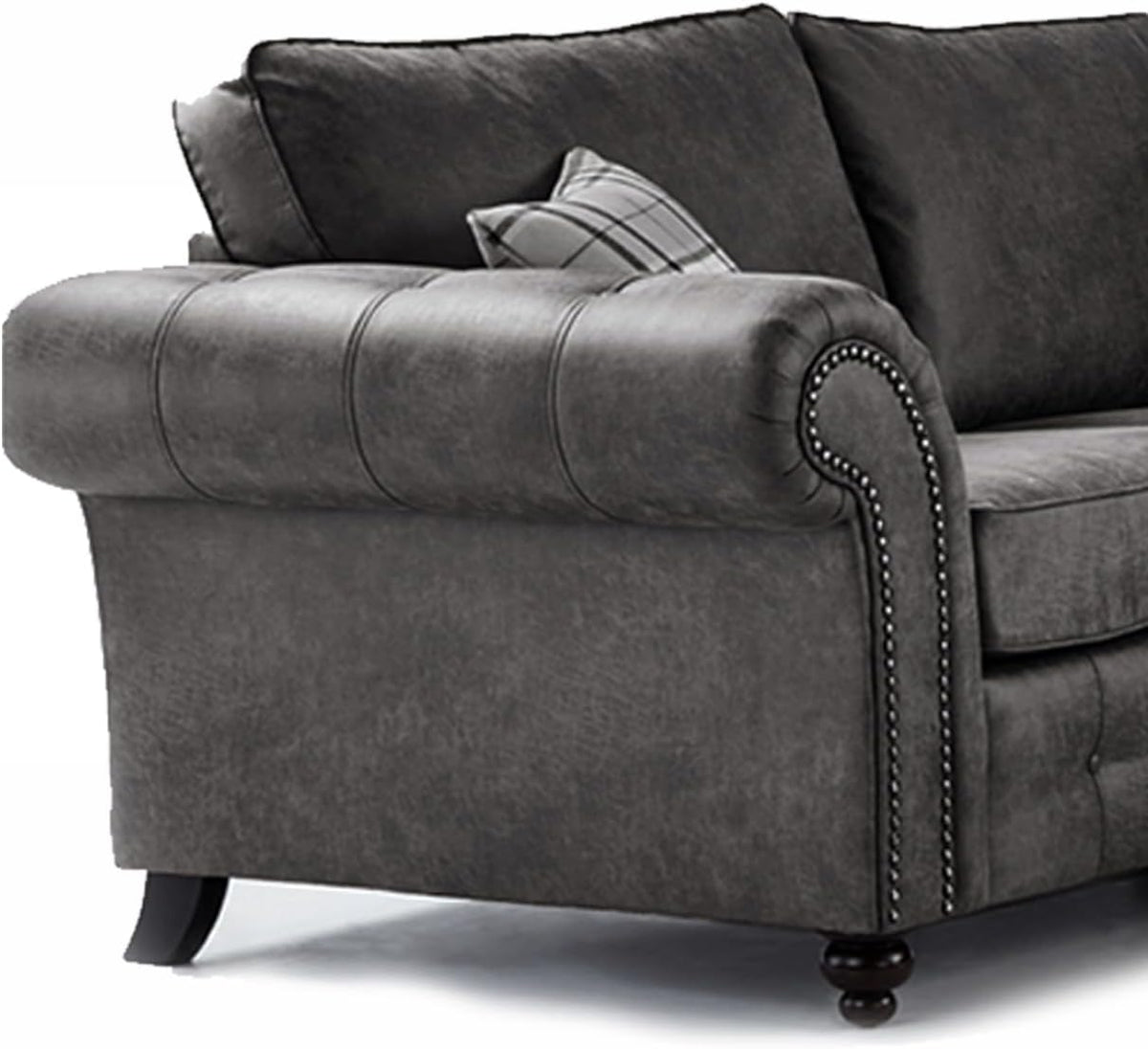 Oakland Suede Leather 1c2 Corner Sofa Black