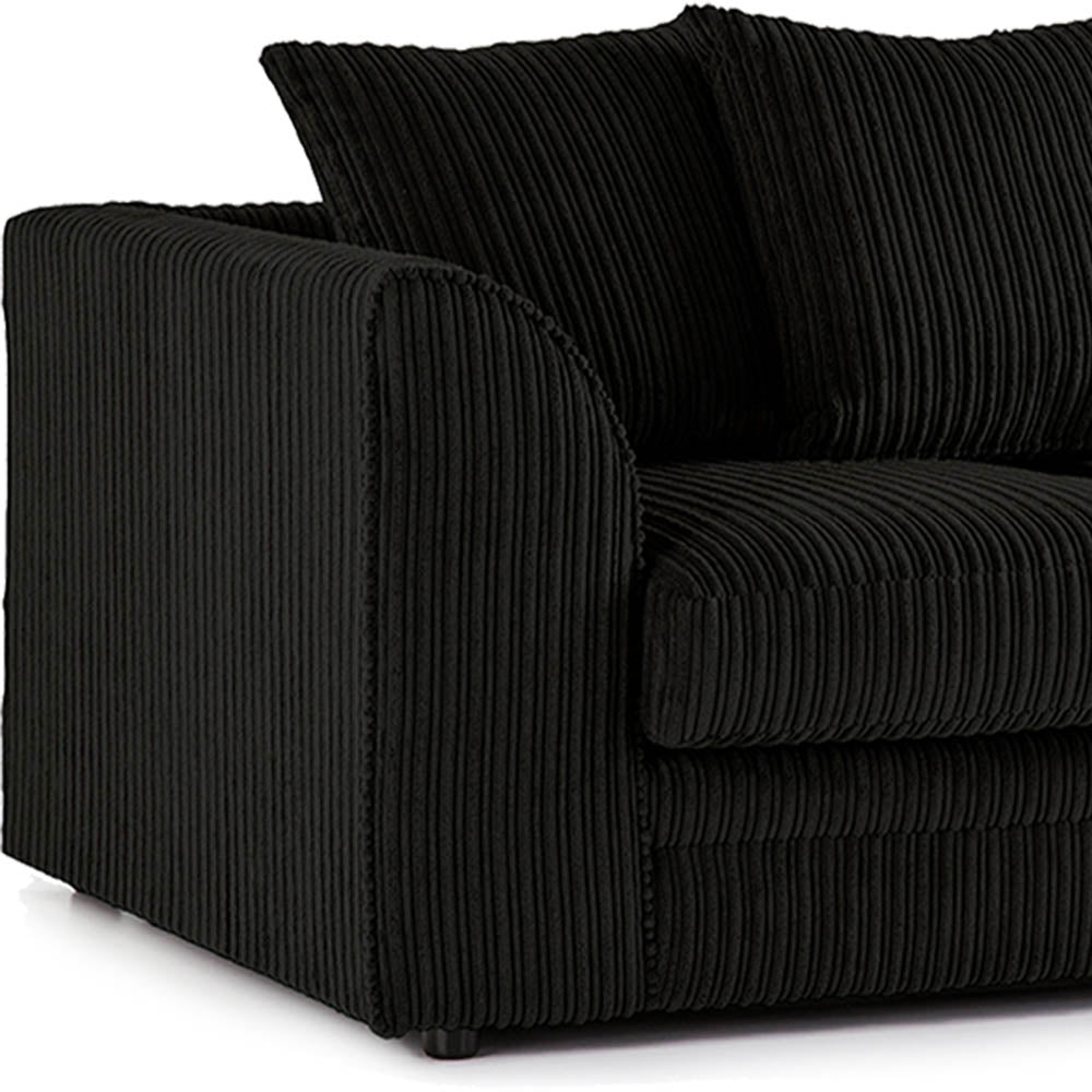 DYLAN 5 Seater Jumbo Cord Scatter Back Right Hand Facing Corner Sofa Black