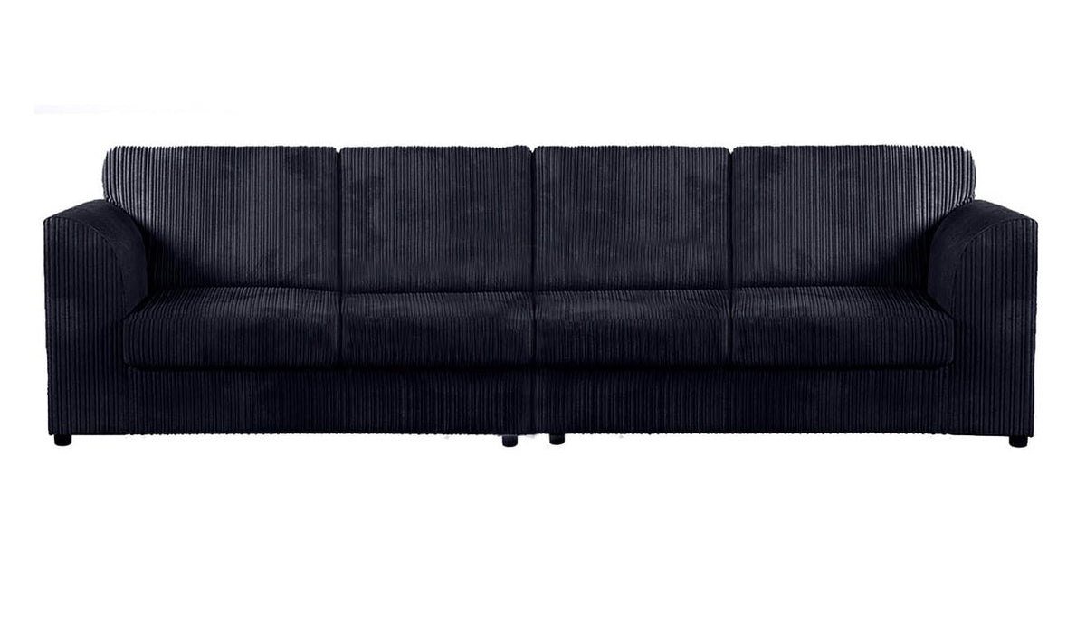 DYLAN 4 Seater Full Back Jumbo Cord Fabric Sofa Black