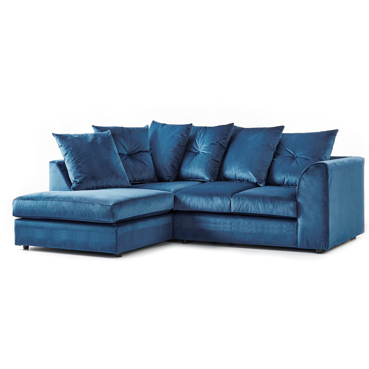 Arizona Plush Velvet Left Hand Facing Corner Sofa Blue