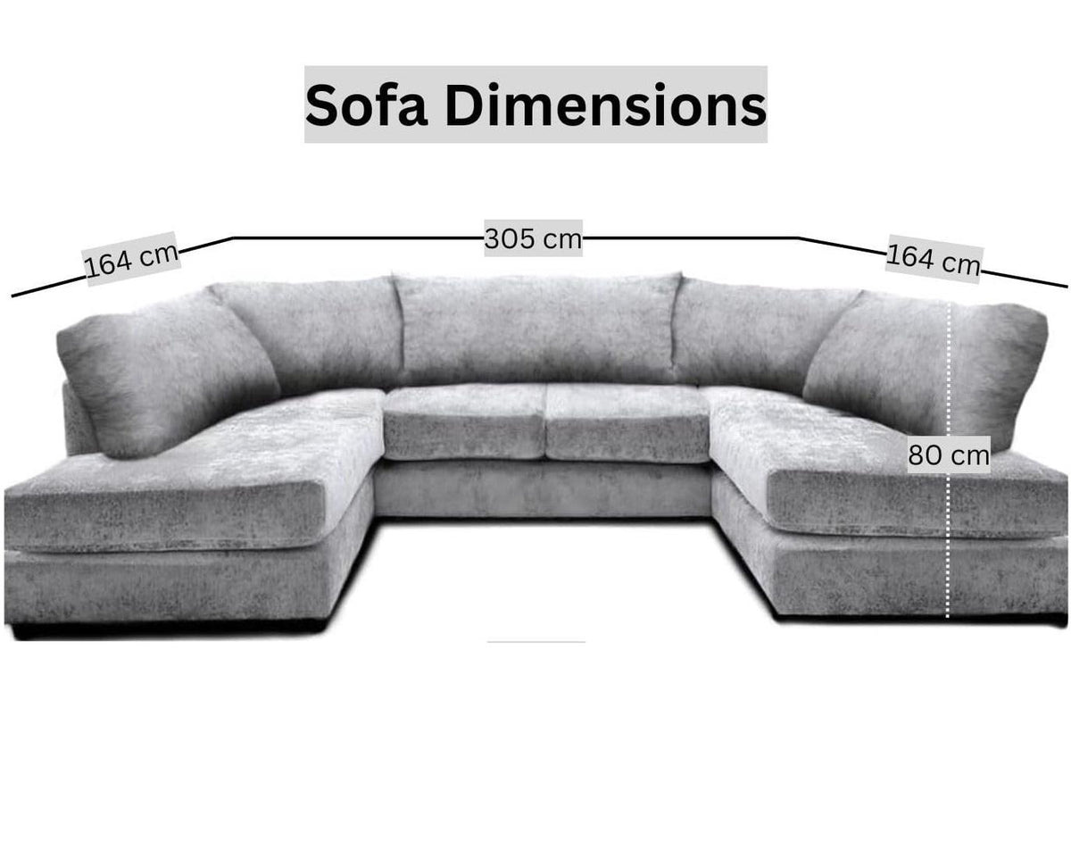 CAMBRIDGE U Shape Soft Chenille Full Back Sofa