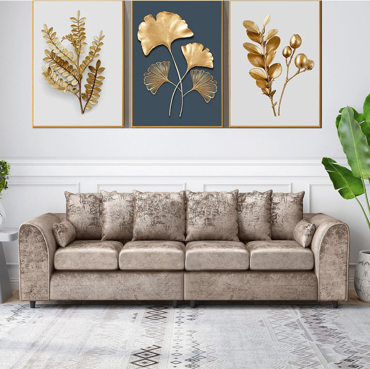 Bela Crushed Velvet 4 Seater Scatter Back Sofa