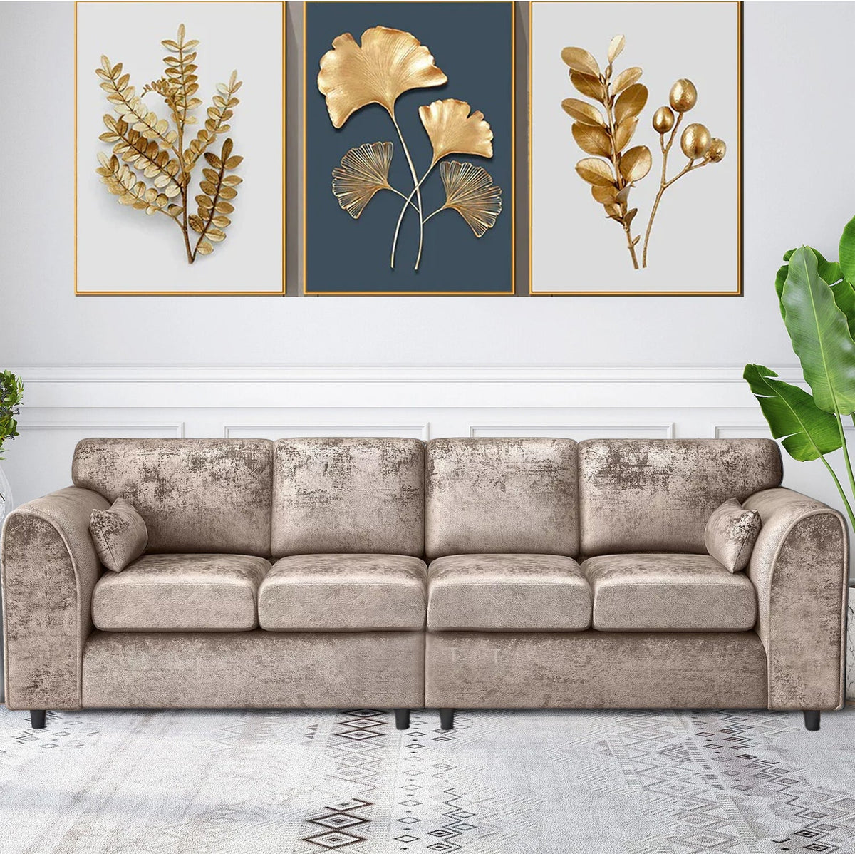 Bela Crushed Velvet 4 Seater Full Back Sofa