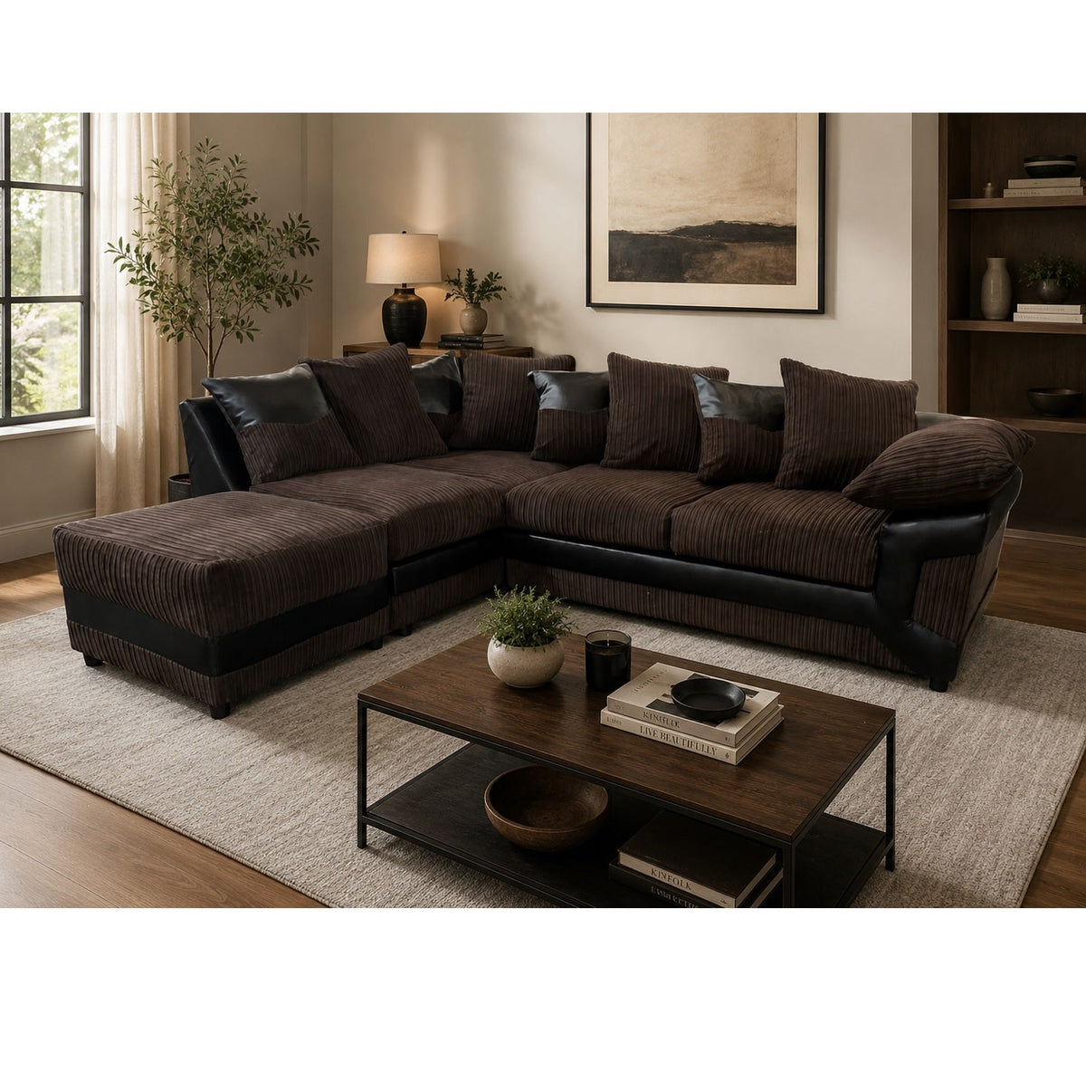 Dino Fabric L Shape Corner Sofa Foam Seating