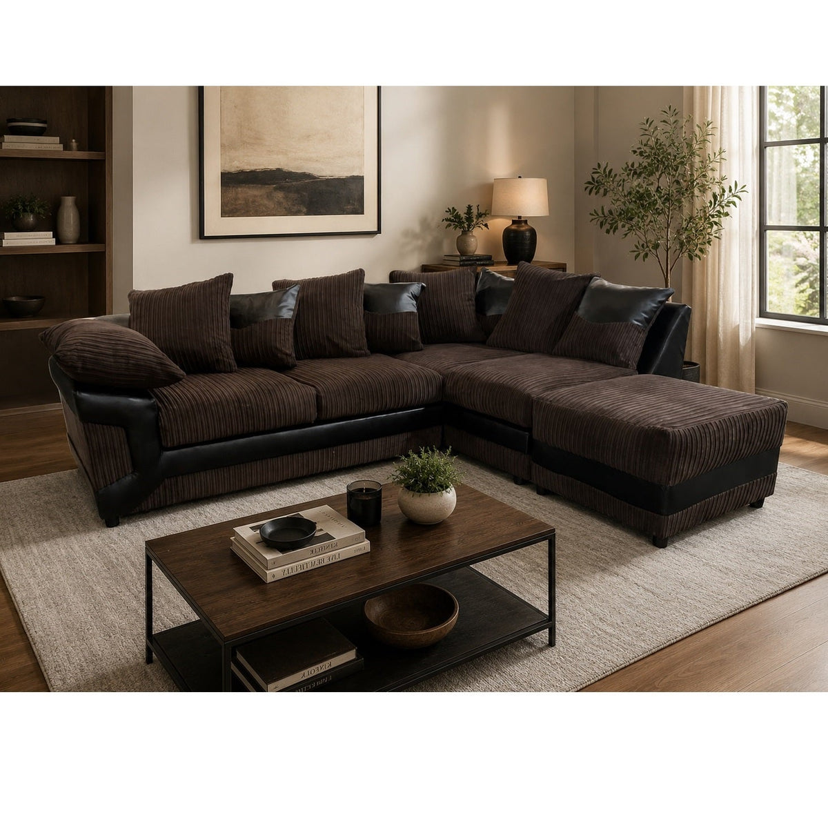 Dino Fabric L Shape Corner Sofa Foam Seating