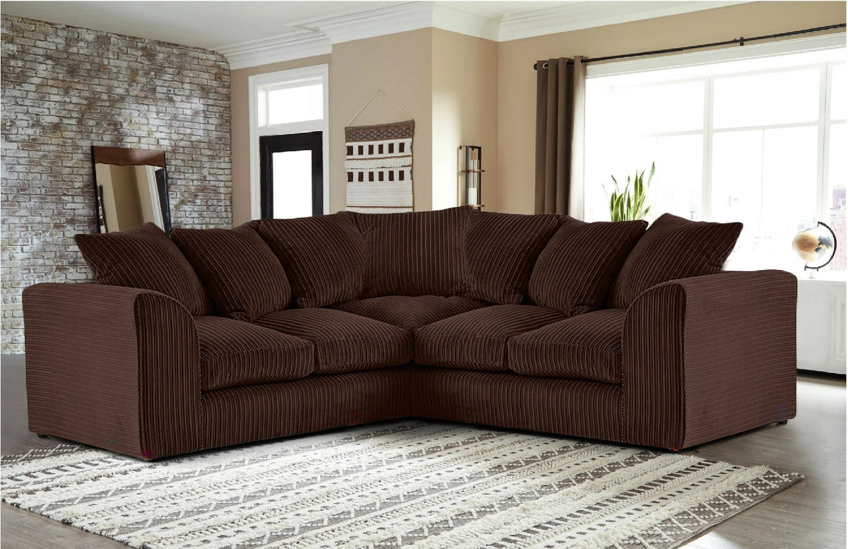 Hannah Jumbo Cord Scatter Back 2c2 Corner Sofa Chocolate