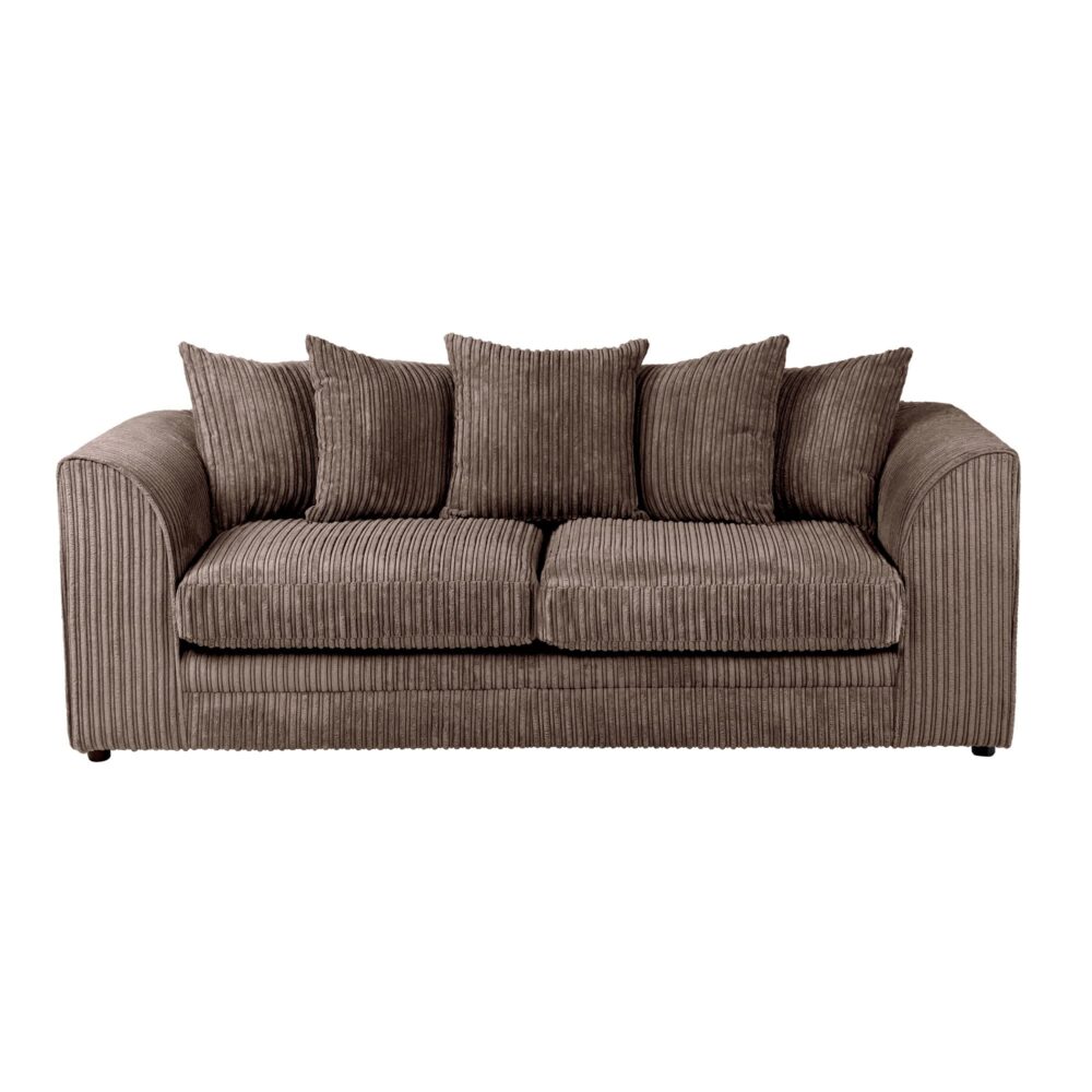 Hannah Jumbo Cord Scatter Back 3 Seater Sofa Chocolate