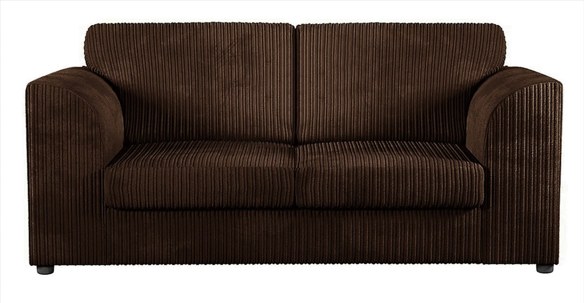 Hannah Jumbo Cord Full Back 3 Seater Sofa Chocolate