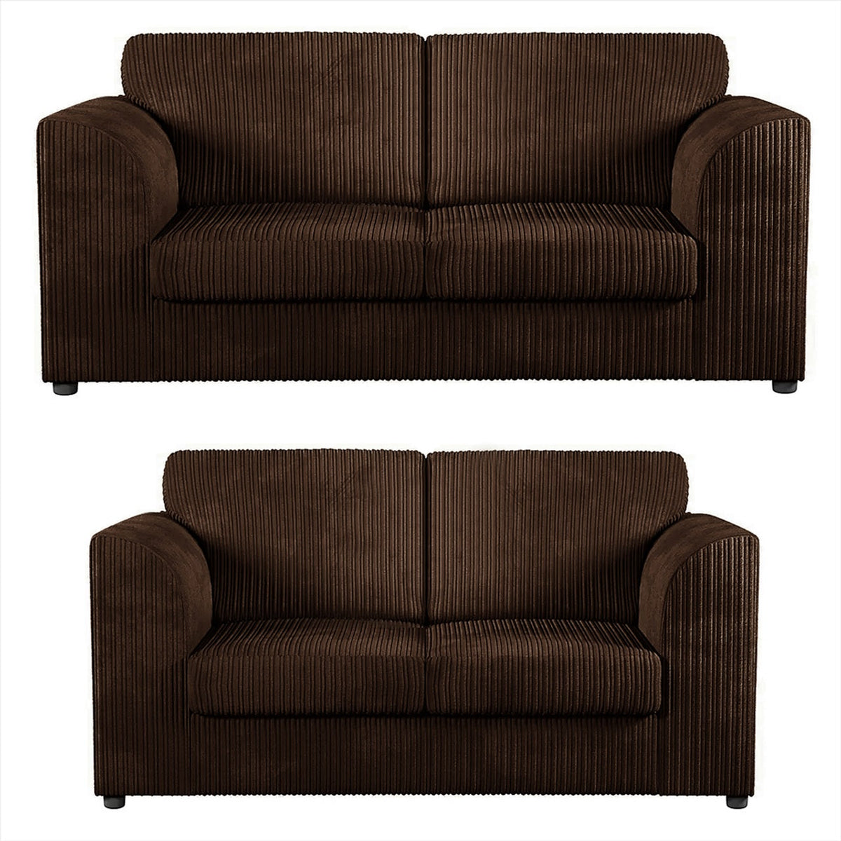 Hannah Jumbo Cord Full Back 3+2 Seater Sofa Suite Set Chocolate