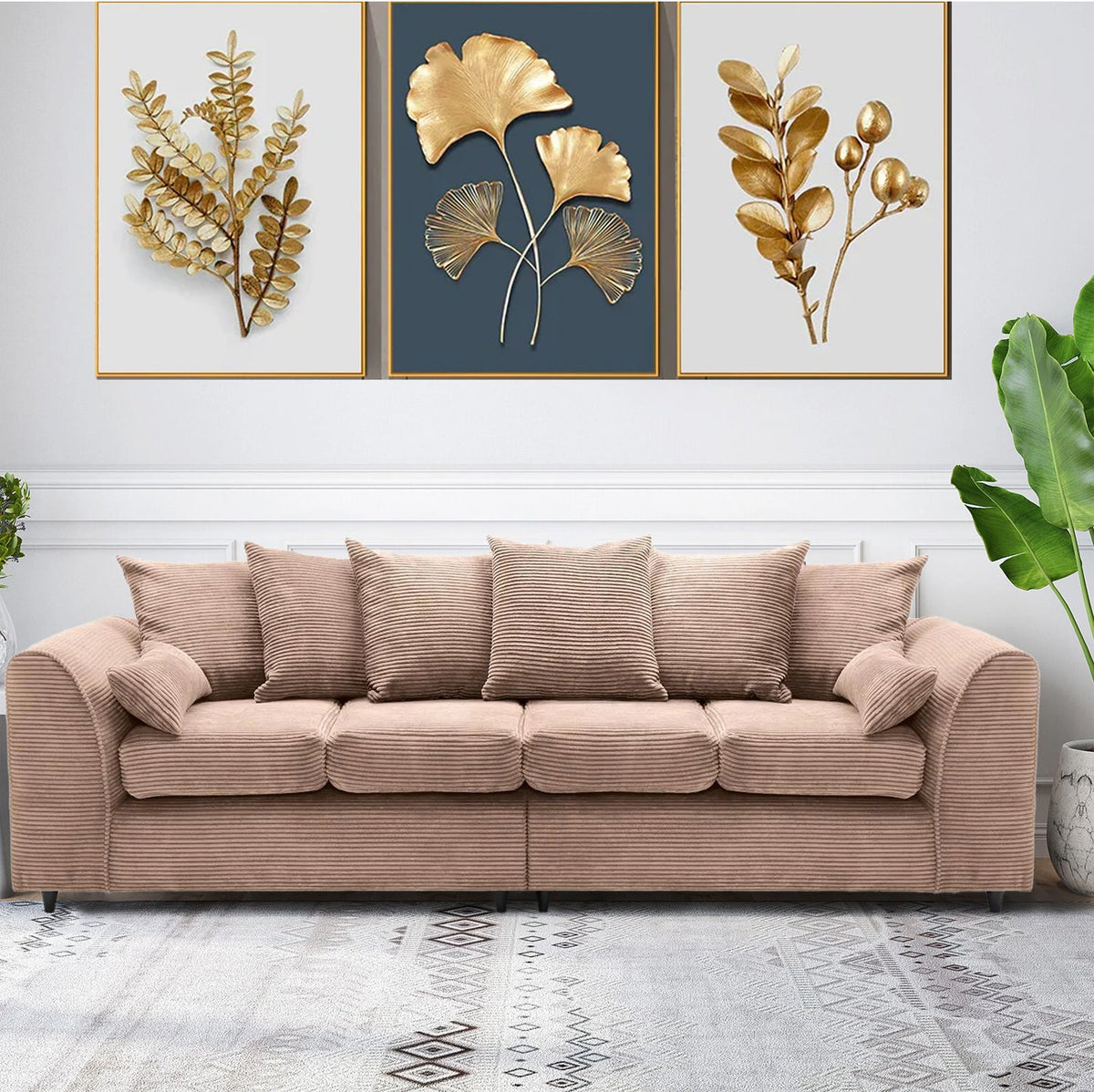 DYLAN 4 Seater Scatter Back Jumbo Cord Fabric Sofa