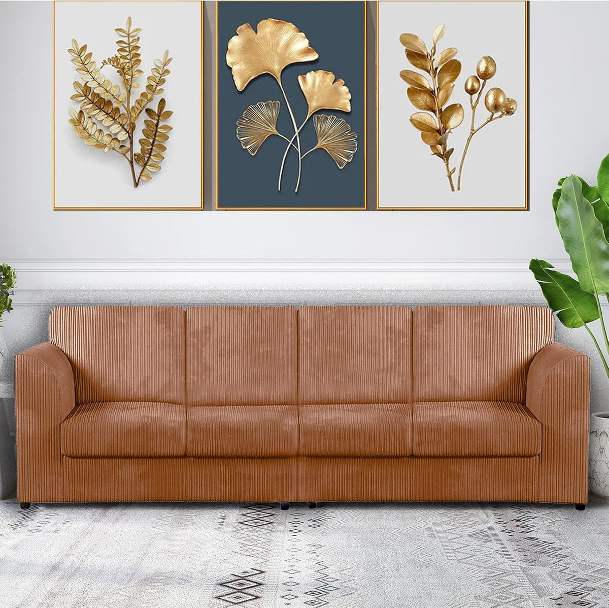 DYLAN 4 Seater Full Back Jumbo Cord Fabric Sofa Coffee