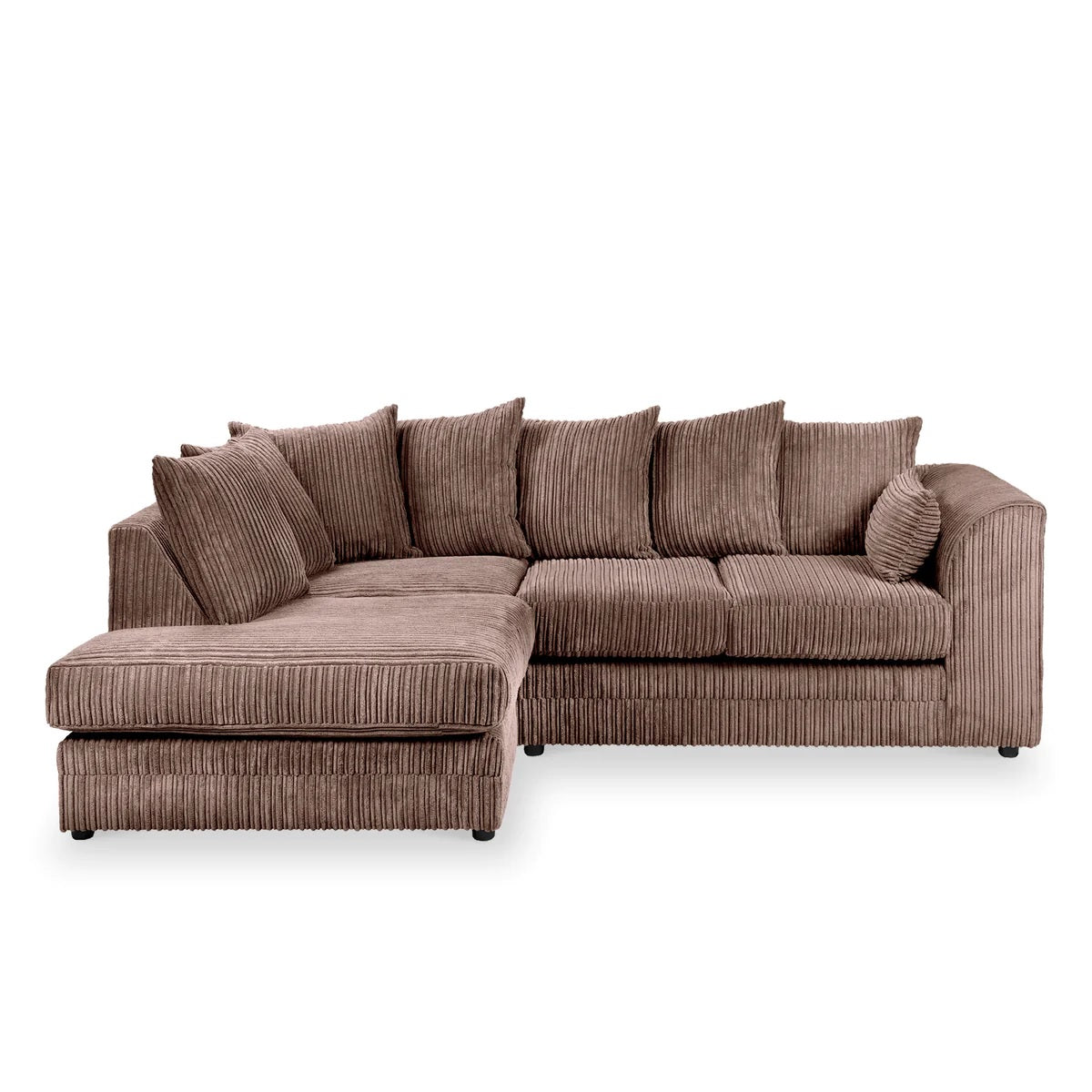 Hannah Jumbo Cord Scatter Back 4 Seater Left Hand Facing Corner Sofa Chocolate