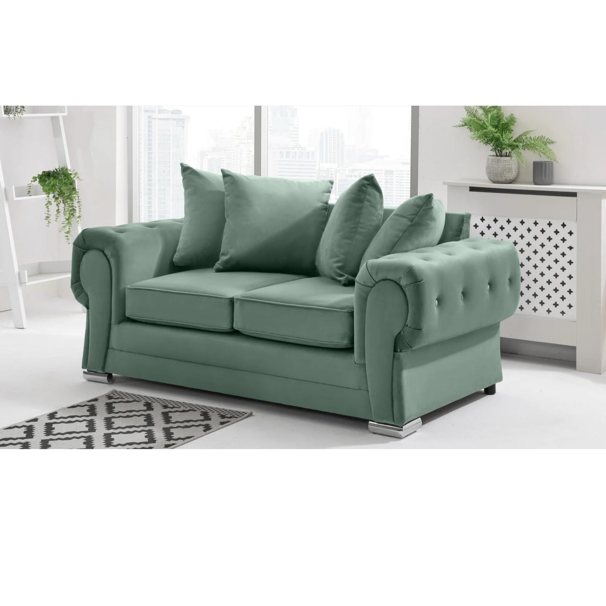 Verona Scatter Back Plush Velvet 3+2 Seater Sofa Set Green