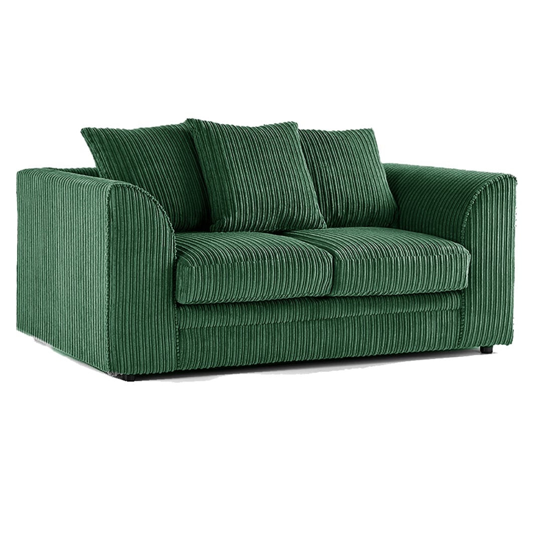 Hannah Jumbo Cord Scatter Back 2 Seater Sofa Green