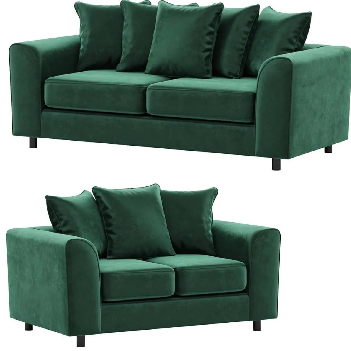 Arizona Plush Velvet 3+2 Seater Sofa Set Green