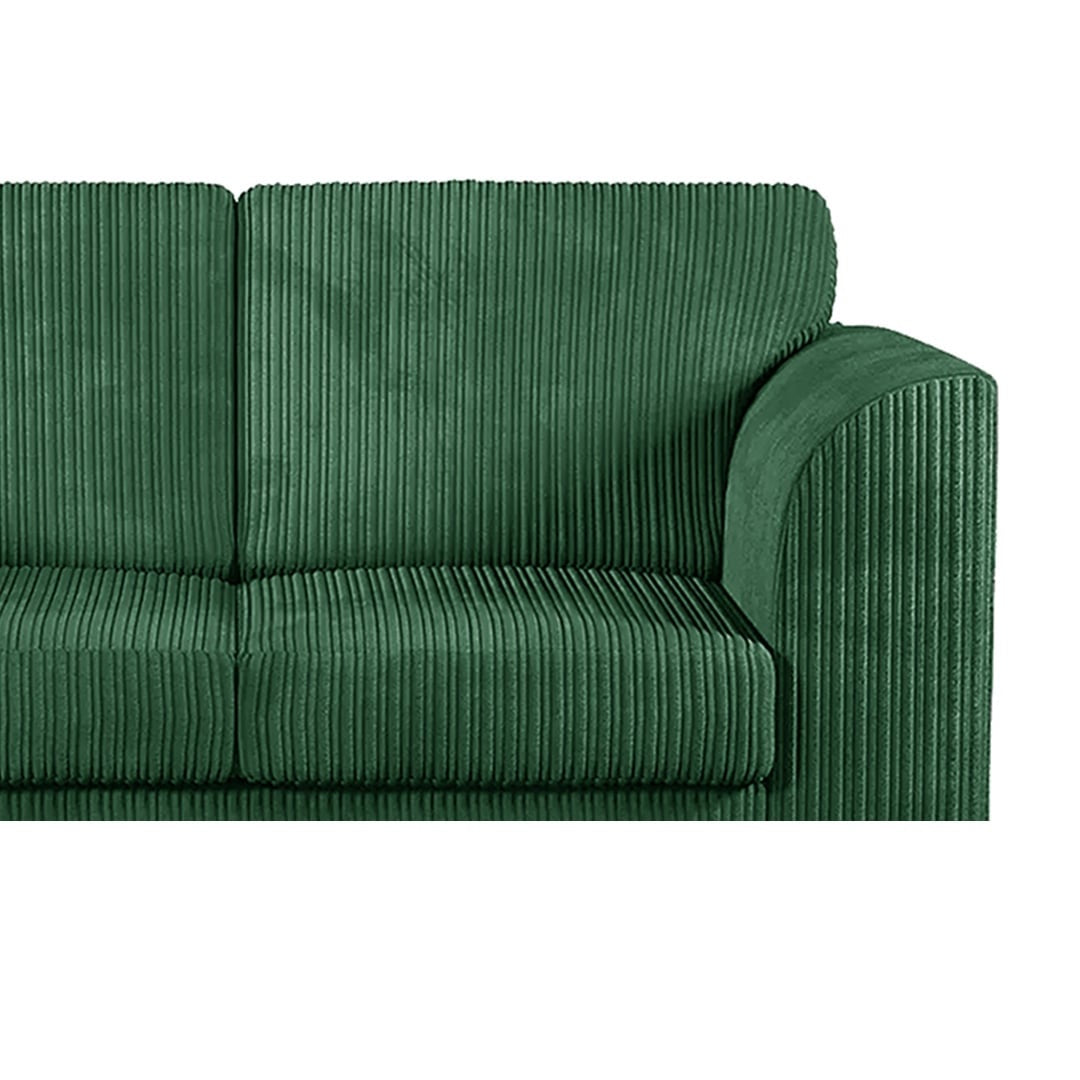 Hannah Jumbo Cord Full Back 4 Seater Left Hand Facing Corner Sofa Green