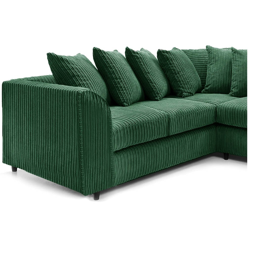 Hannah Jumbo Cord Scatter Back 2c2 Corner Sofa Green