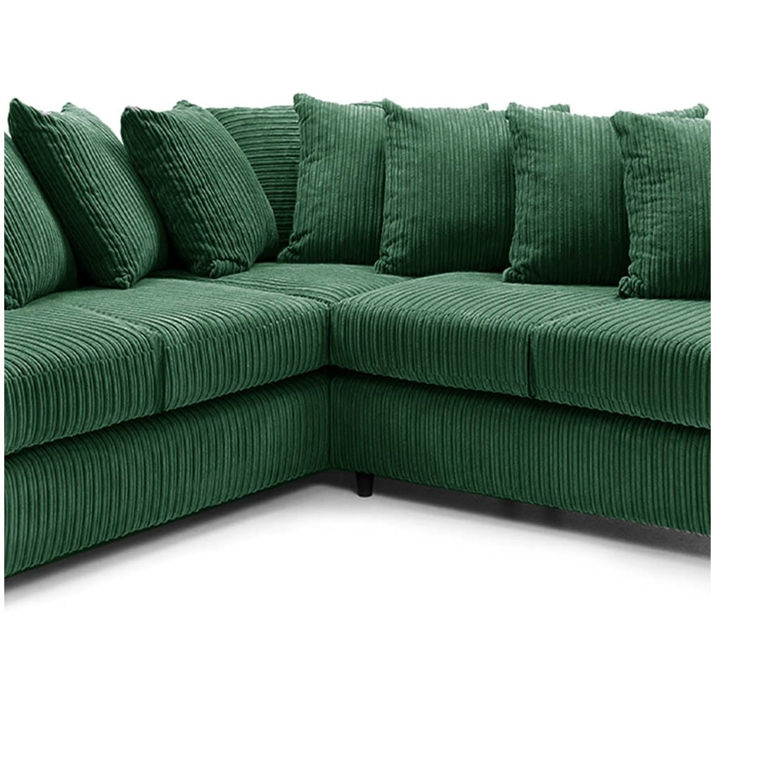 Hannah Jumbo Cord Scatter Back 2c2 Corner Sofa Green
