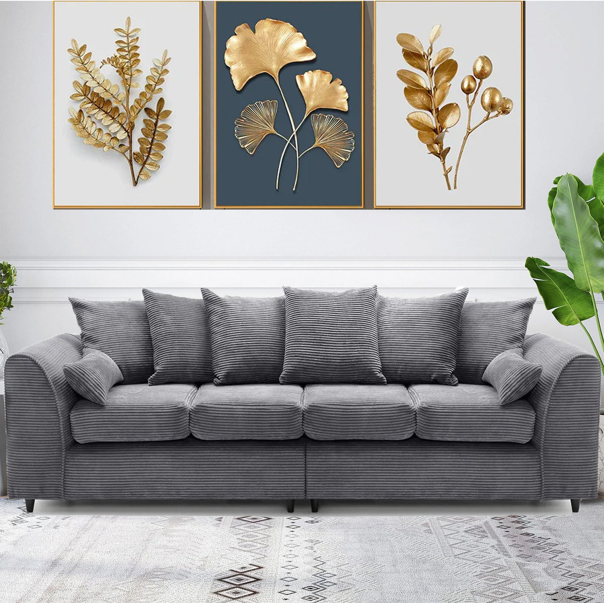 DYLAN 4 Seater Scatter Back Jumbo Cord Fabric Sofa