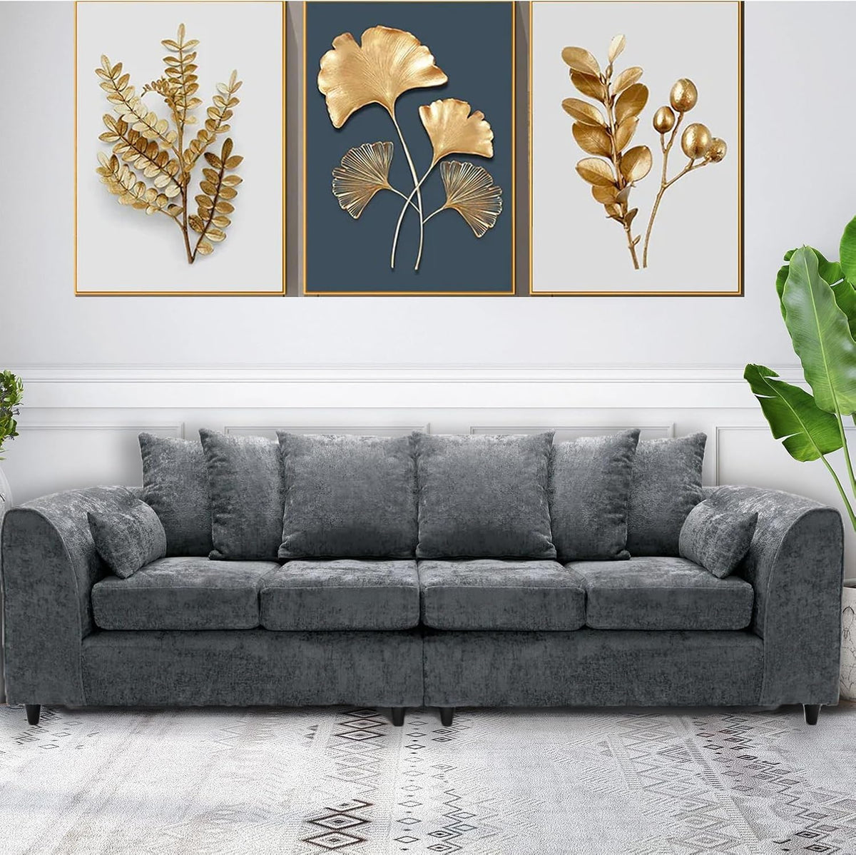 Celestial 4 Seater Scatter Back Chenille Fabric Sofa