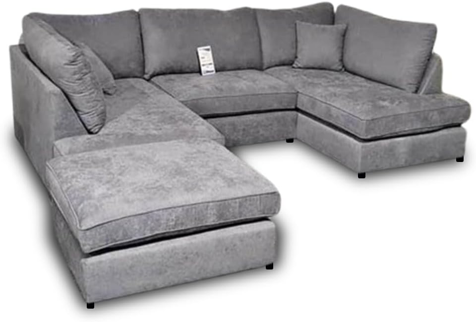 Harper 5 seater Cinema U shaped Chenille Fabric Corner Sofa