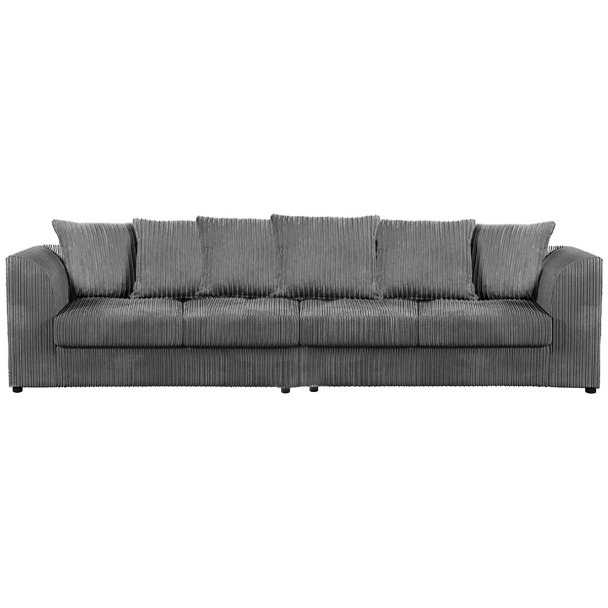 DYLAN 4 Seater Scatter Back Jumbo Cord Fabric Sofa Grey