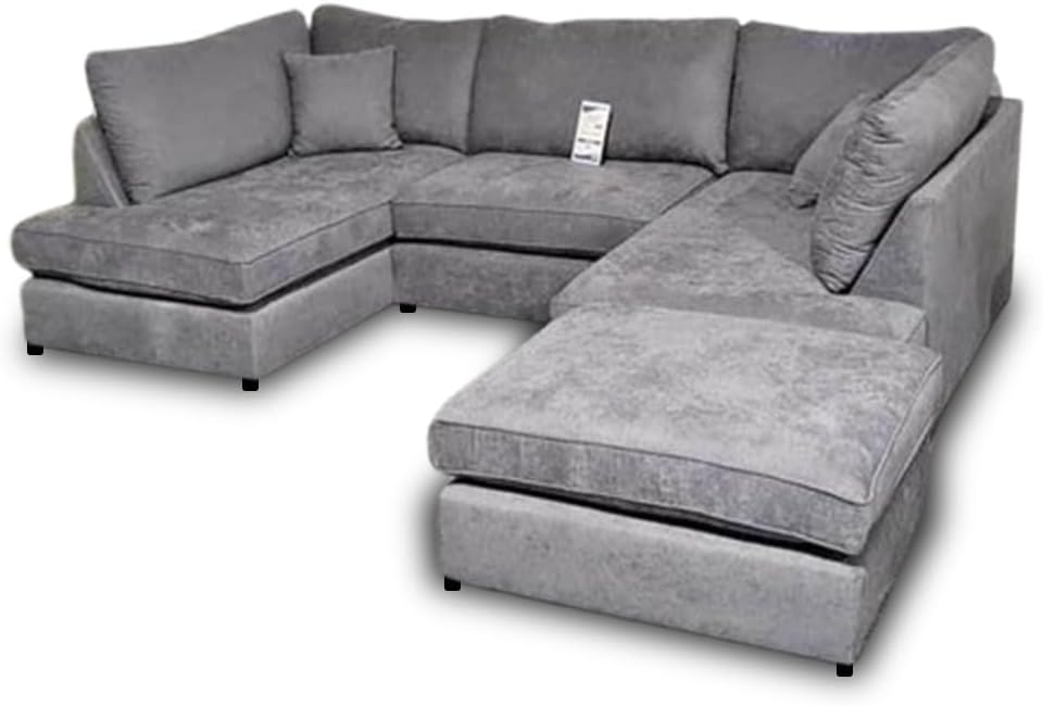 Harper 5 seater Cinema U shaped Chenille Fabric Corner Sofa