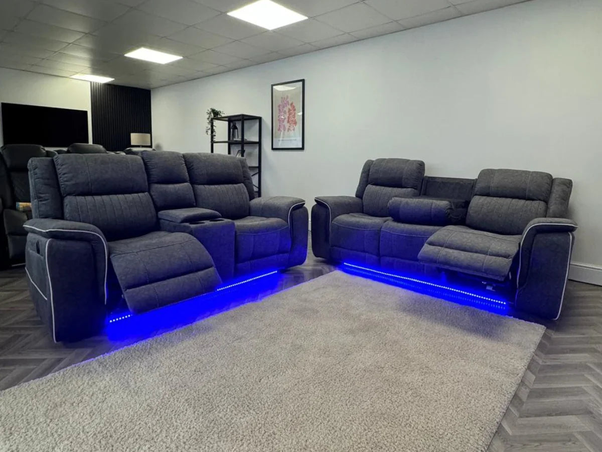 Hanna 3+2 Electric Recliner Sofa Set in Grey Fabric