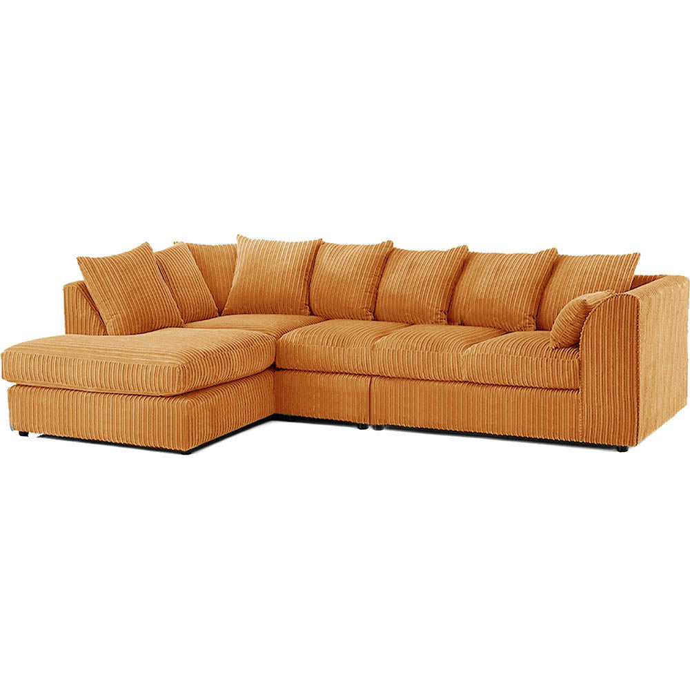 DYLAN 5 Seater Jumbo Cord L Shaped Corner Sofa with Scatter Back | Corner Sofa UK