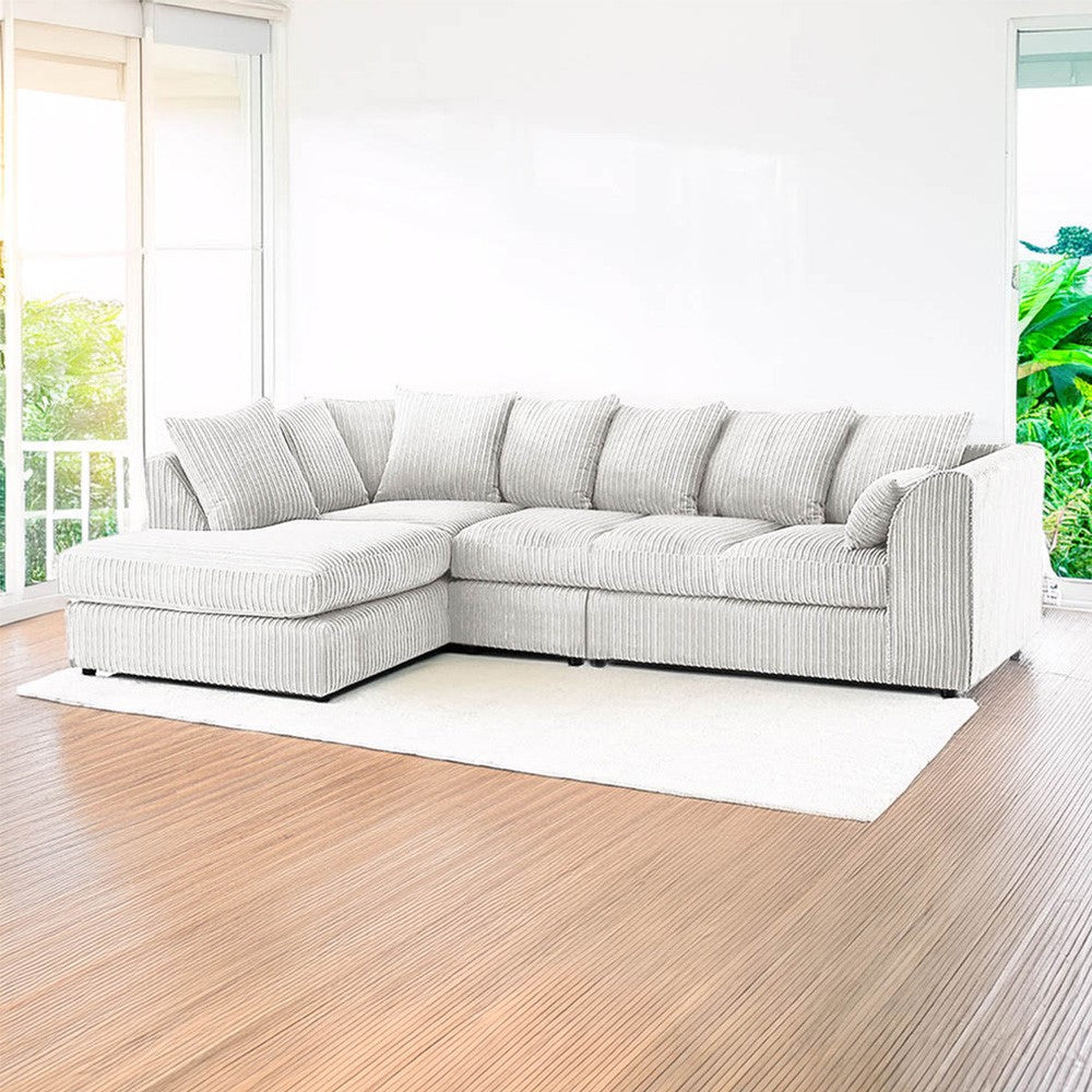 DYLAN 5 Seater Jumbo Cord L Shaped Corner Sofa with Scatter Back | Corner Sofa UK