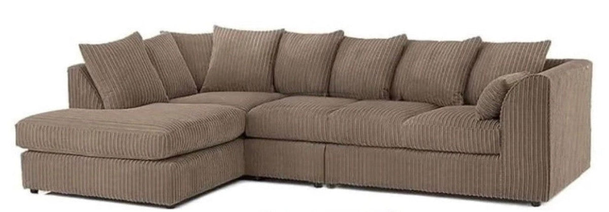 DYLAN 5 Seater Jumbo Cord L Shaped Corner Sofa with Scatter Back | Corner Sofa UK