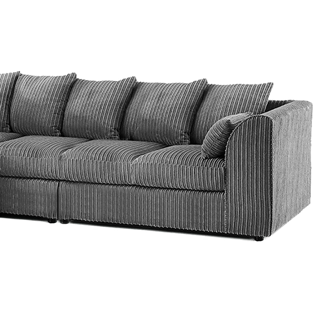 DYLAN 5 Seater Jumbo Cord Scatter Back Left Hand Facing Corner Sofa Grey