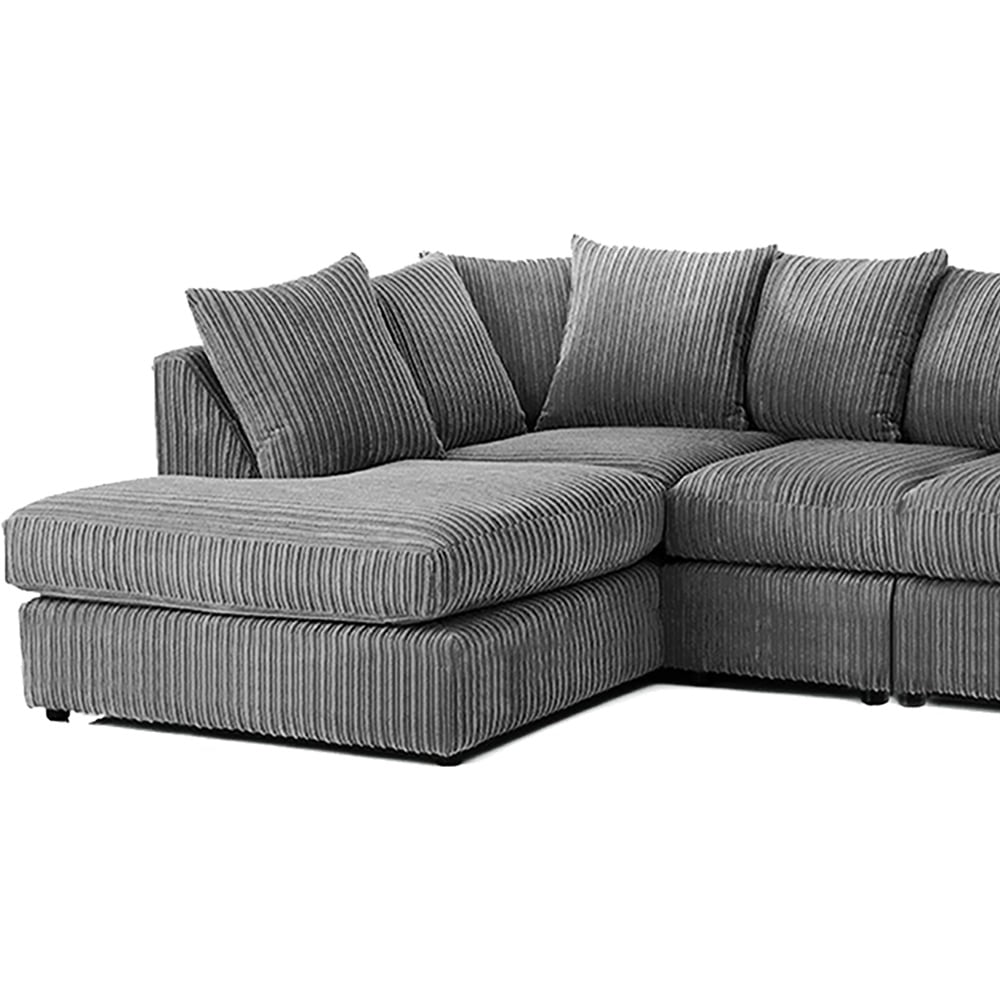 DYLAN 5 Seater Jumbo Cord Scatter Back Left Hand Facing Corner Sofa Grey