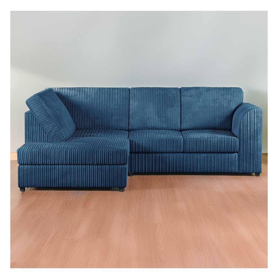 Hannah Jumbo Cord Full Back 4 Seater Left Hand Facing Corner Sofa Marine Blue